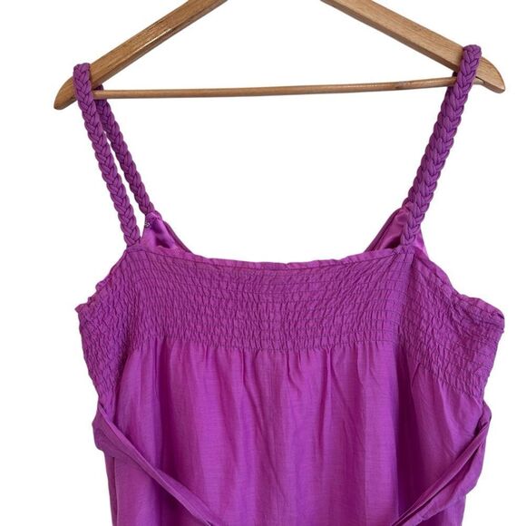 T Tahari Purple Silk, Cotton Blend Empire Waist Braided Strap Sleeveless Dress - Picture 4 of 8